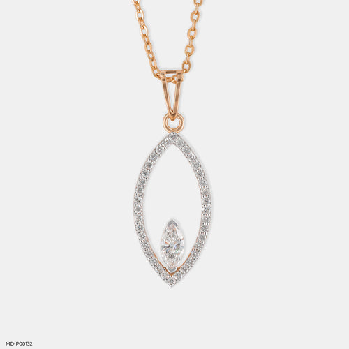 0.50 Carat Marquise Solitaire Terra Pendant 14K Rose Gold