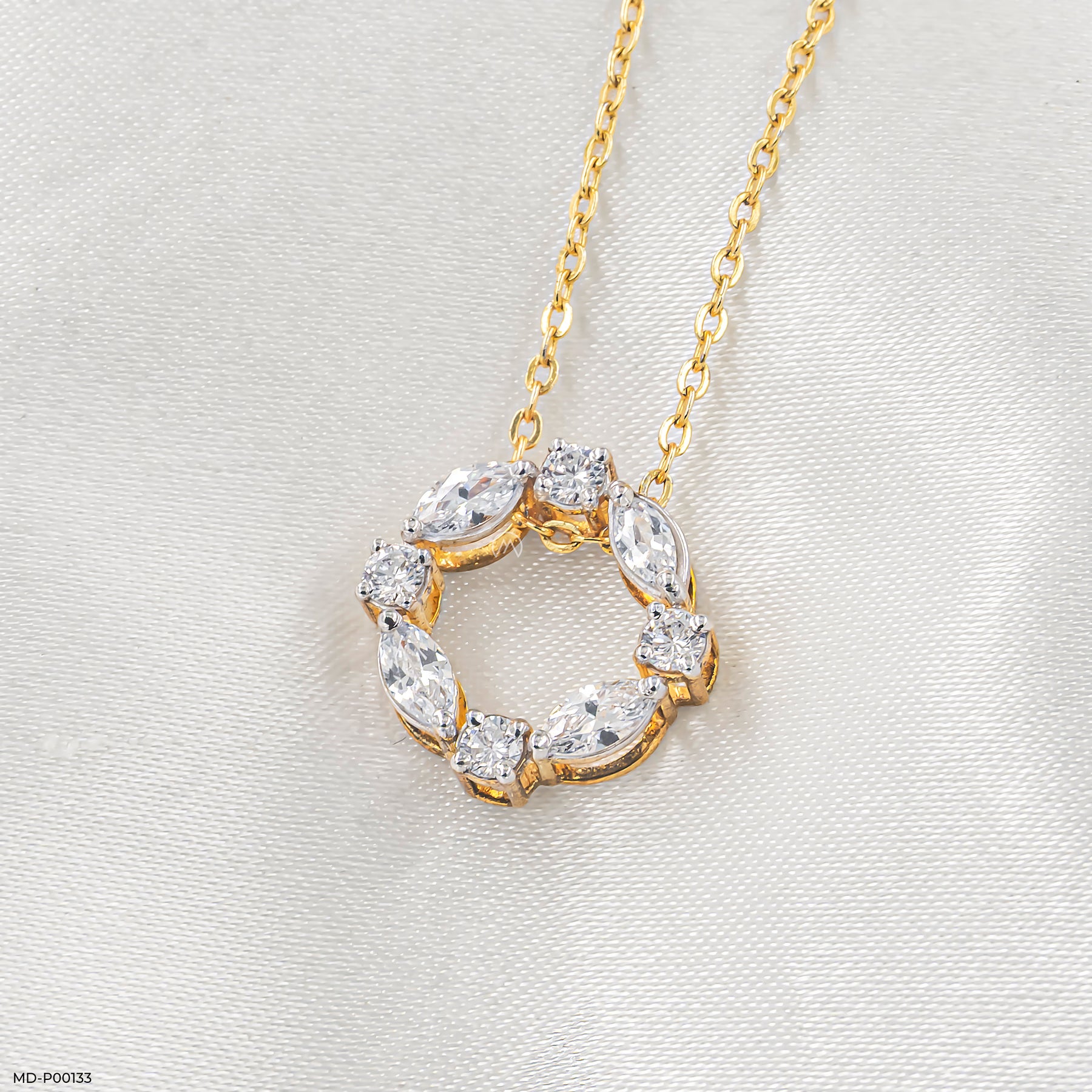 0.75 Carat Gem Circle Pendants 18K Yellow Gold