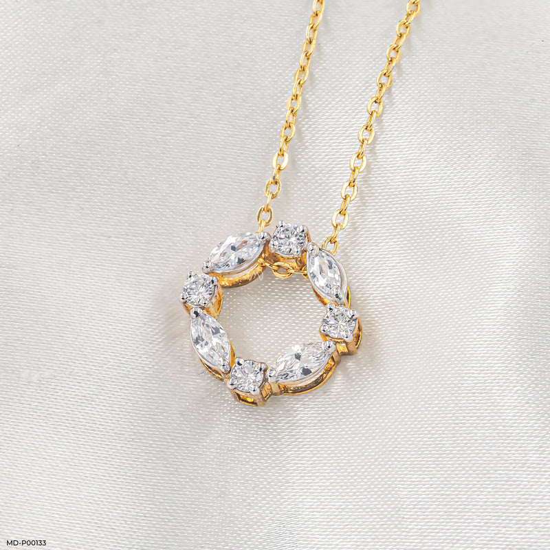 0.75 Carat Gem Circle Pendants 14K Rose Gold
