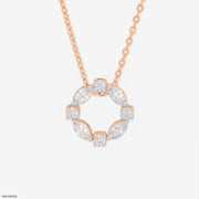 0.75 Carat Gem Circle Pendants 14K Rose Gold