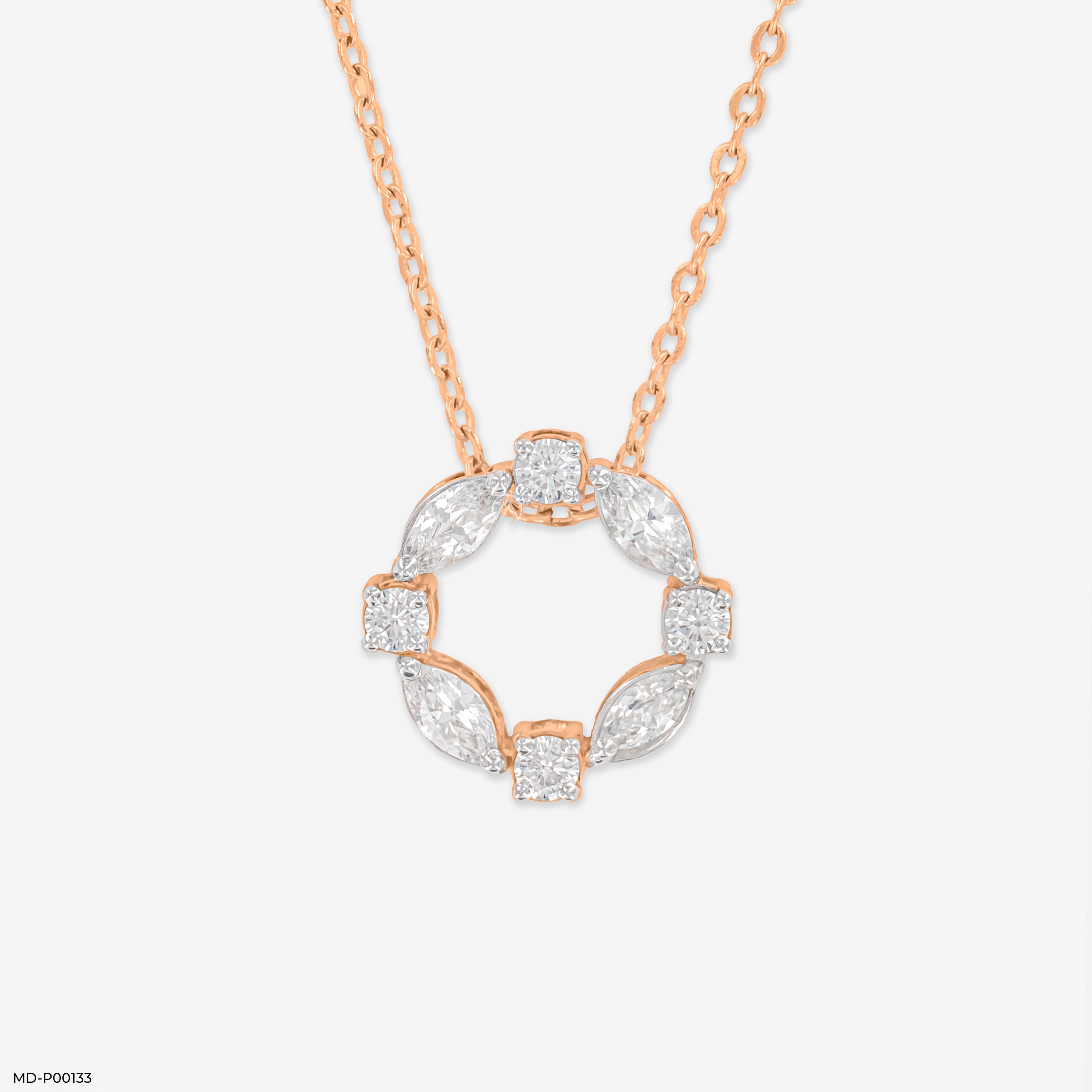 0.75 Carat Gem Circle Pendants 14K Rose Gold