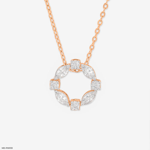 0.75 Carat Gem Circle Pendants 9K Rose Gold