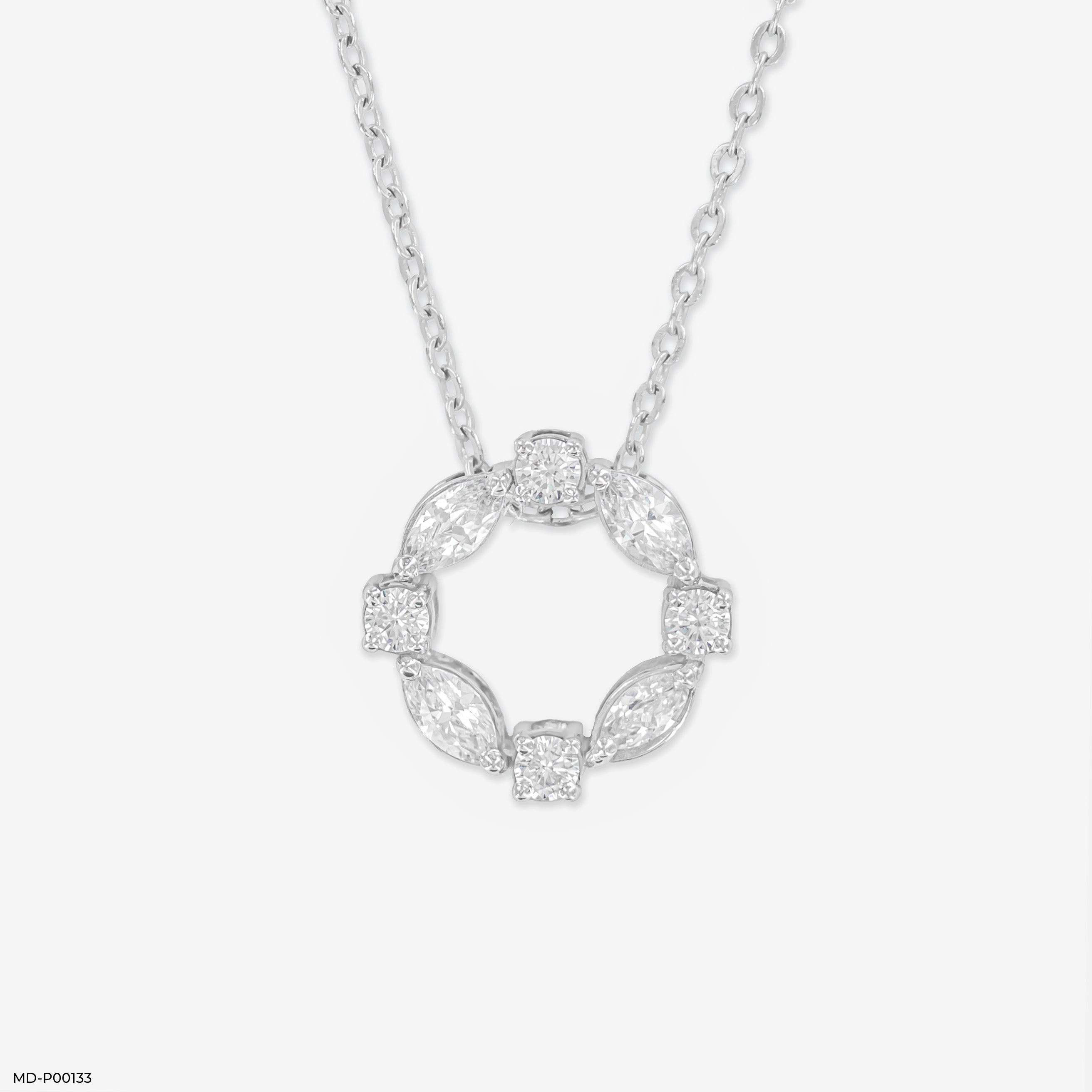 0.75 Carat Gem Circle Pendants 14K White Gold