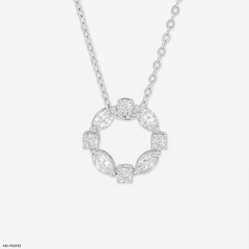 0.75 Carat Gem Circle Pendants 14K Rose Gold