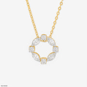 0.75 Carat Gem Circle Pendants 14K Yellow Gold