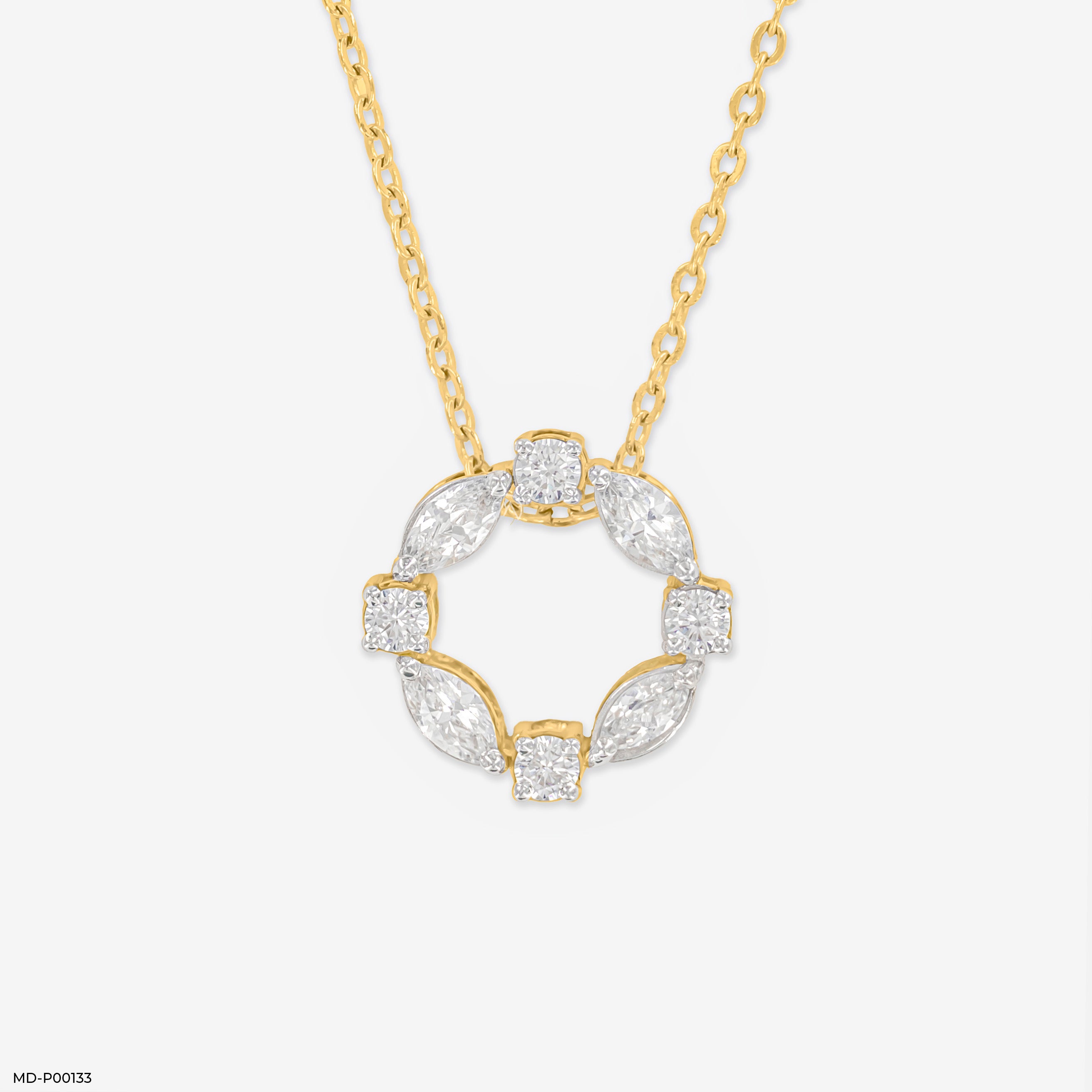 0.75 Carat Gem Circle Pendants 14K Yellow Gold