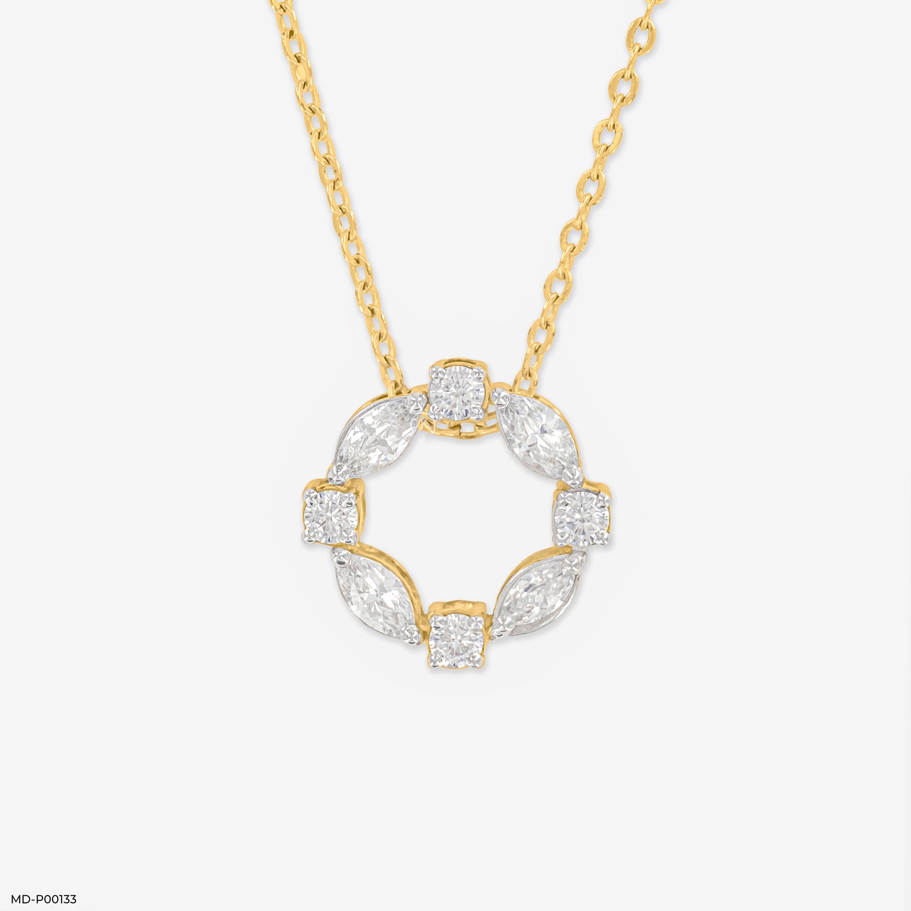 0.75 Carat Gem Circle Pendants 18K Yellow Gold