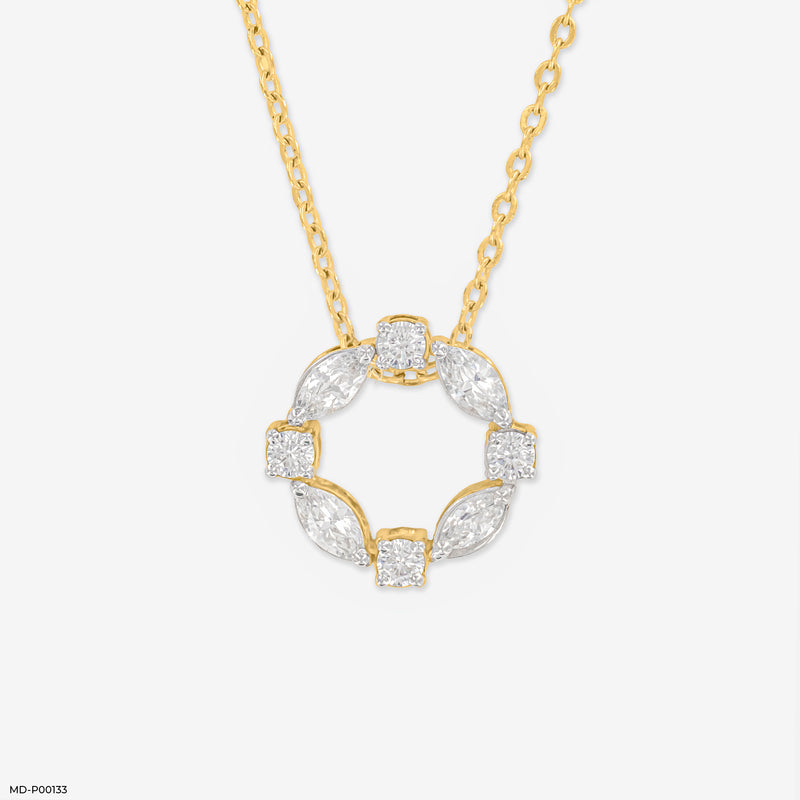0.75 Carat Gem Circle Pendants 14K Rose Gold