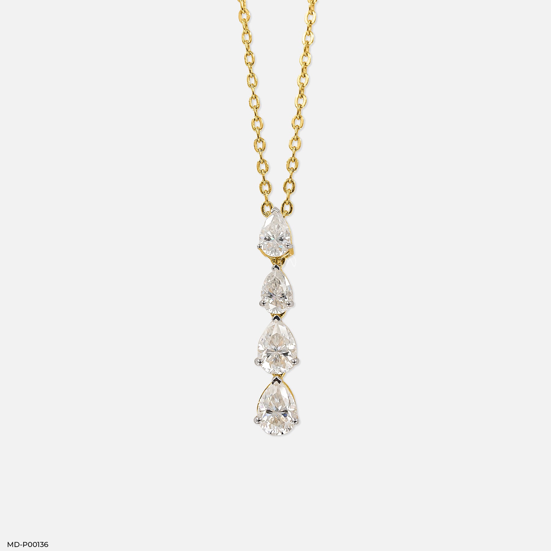 2 Carat Falling Pear Pendants 14K Yellow Gold