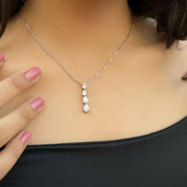 2 Carat Falling Pear Pendants 14K White Gold
