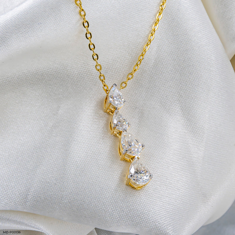 2 Carat Falling Pear Pendants 18K Yellow Gold