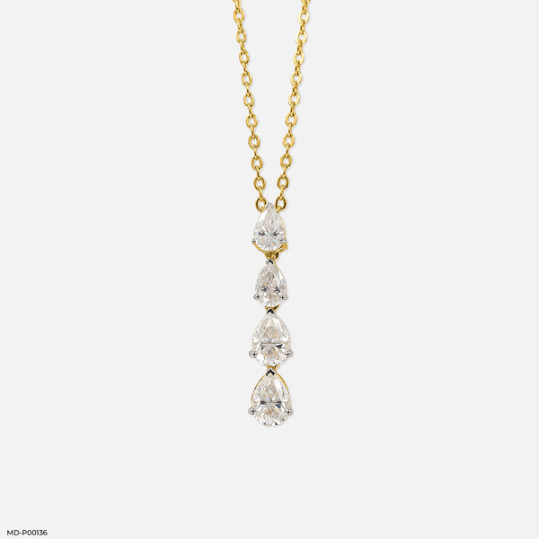 2 Carat Falling Pear Pendants 18K Yellow Gold