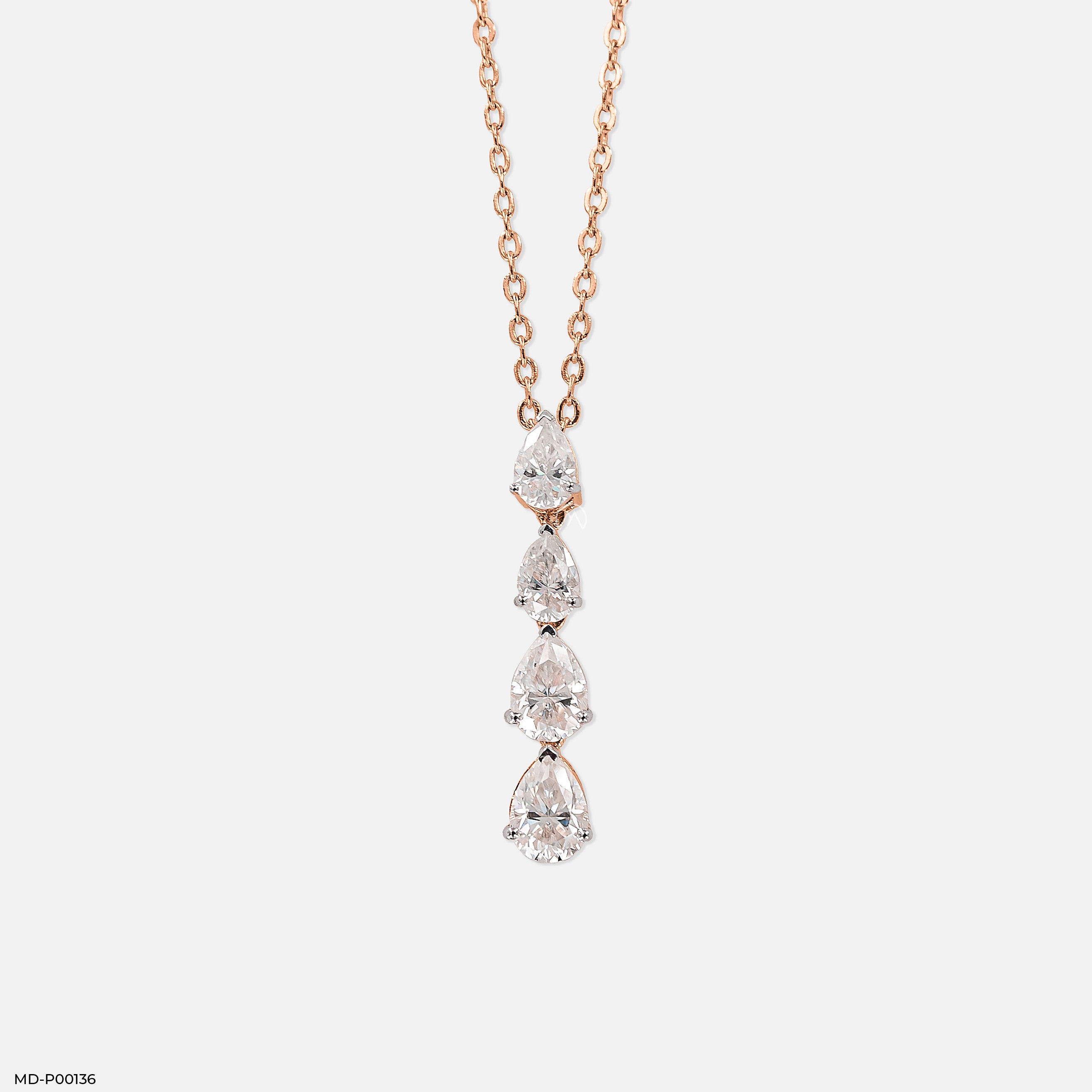 2 Carat Falling Pear Pendants 14K Rose Gold