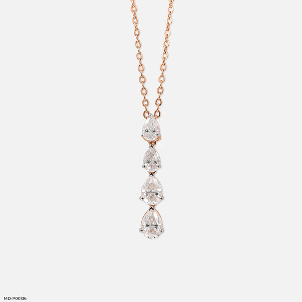 2 Carat Falling Pear Pendants 14K Rose Gold