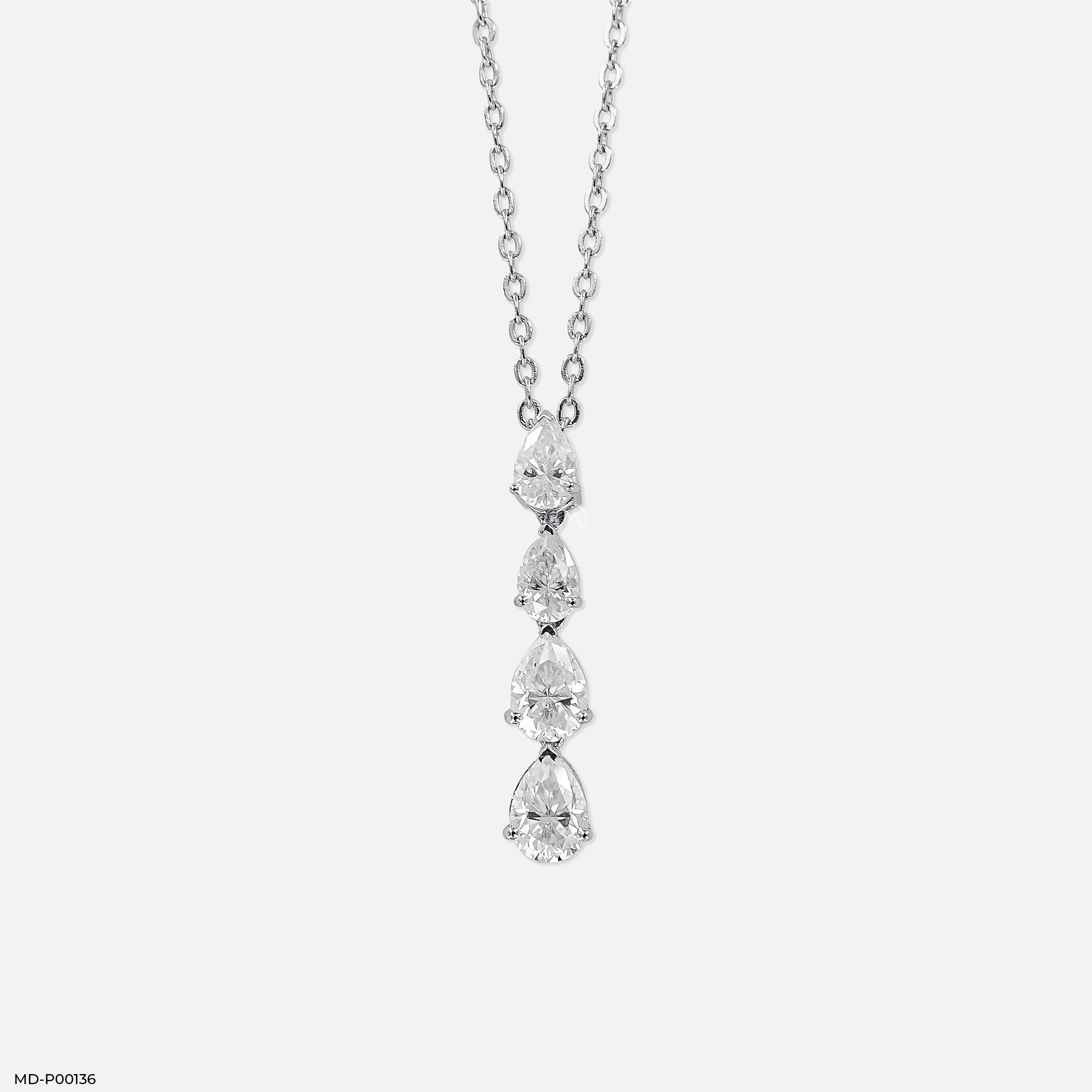 2 Carat Falling Pear Pendants 9K White Gold