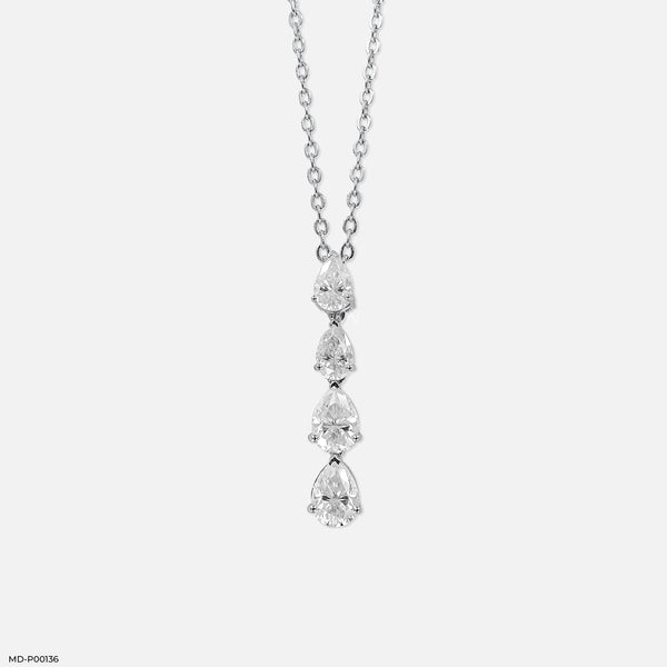 2 Carat Falling Pear Pendants 14K White Gold