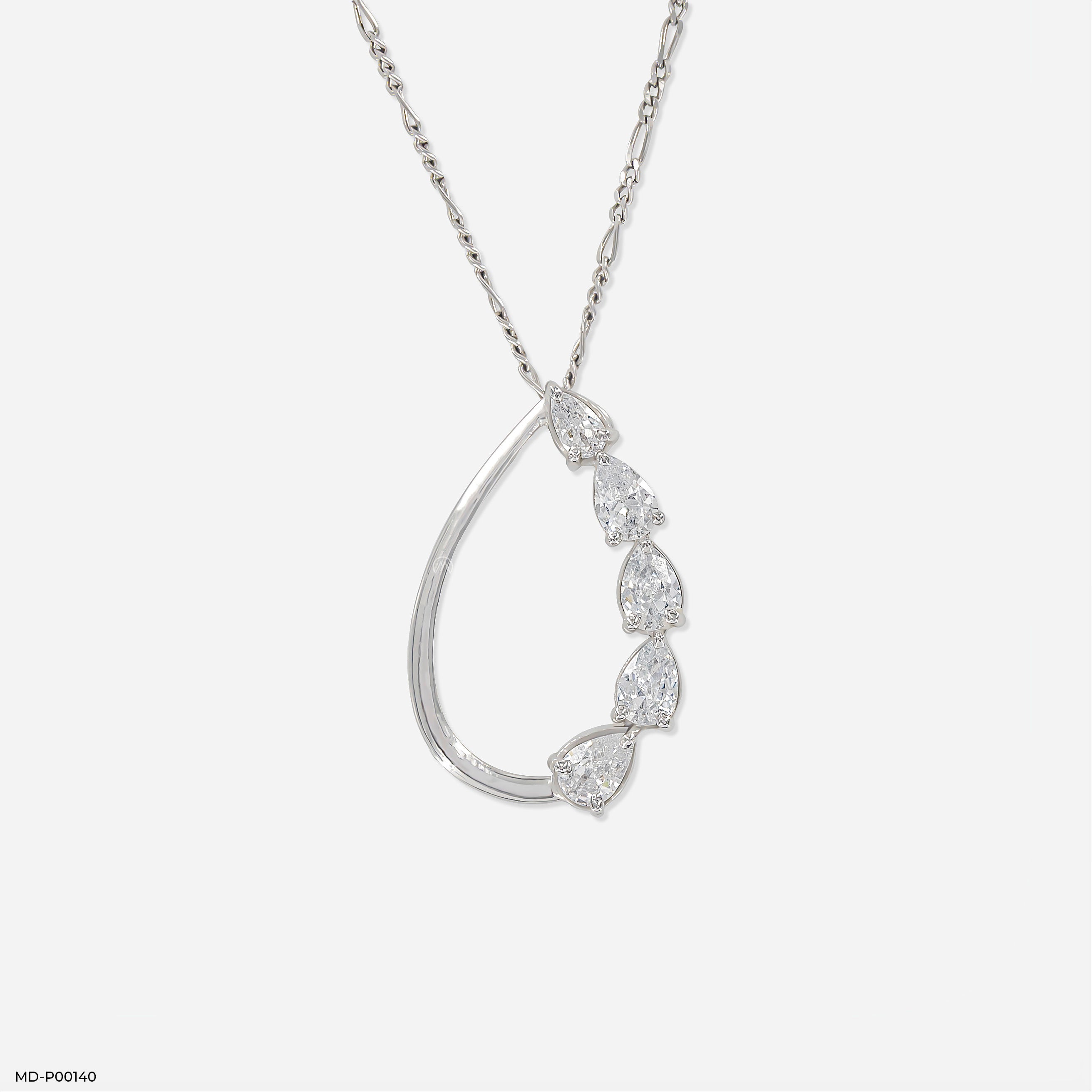 1.5 Carat Pear Path pendants 9K White Gold