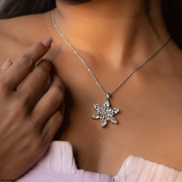 5.50 Carat Winter Bloom Pendants 14K White Gold