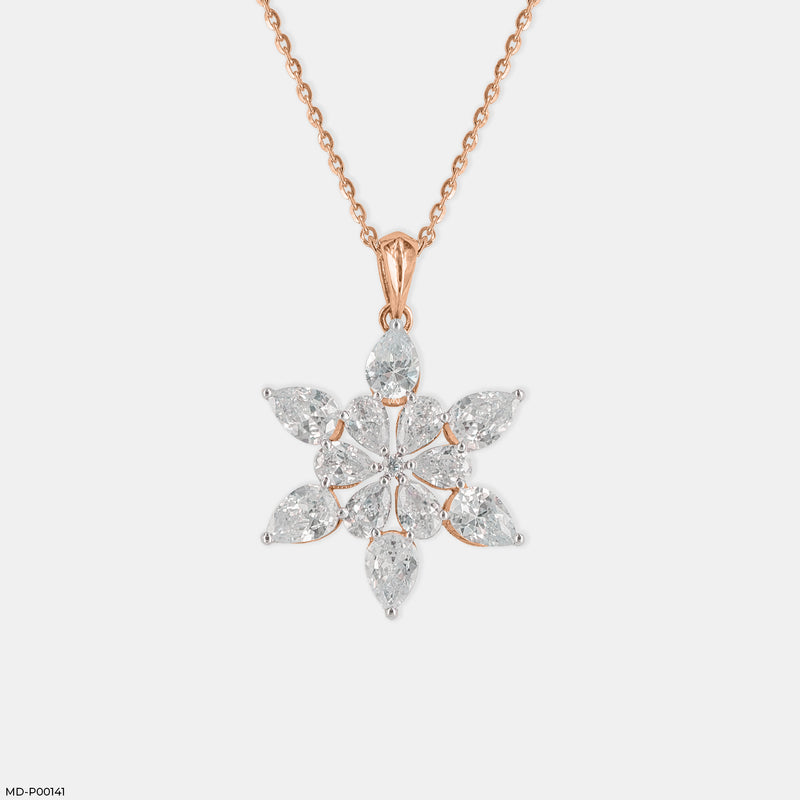 5.50 Carat Winter Bloom Pendants 14K Yellow Gold