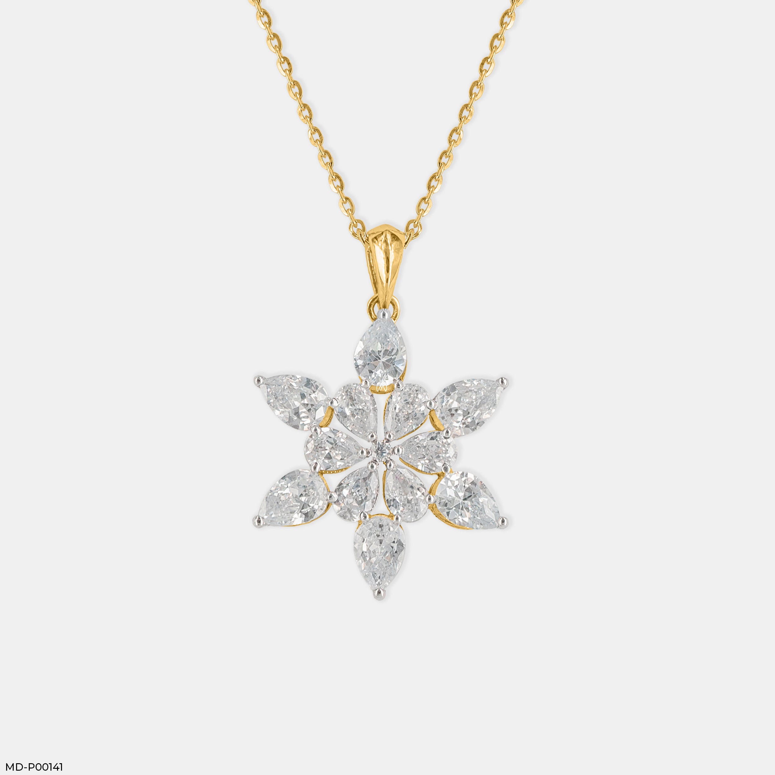 5.50 Carat Winter Bloom Pendants 14K Yellow Gold