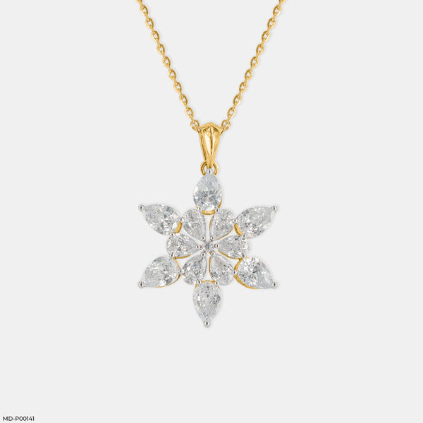 5.50 Carat Winter Bloom Pendants 18K Yellow Gold