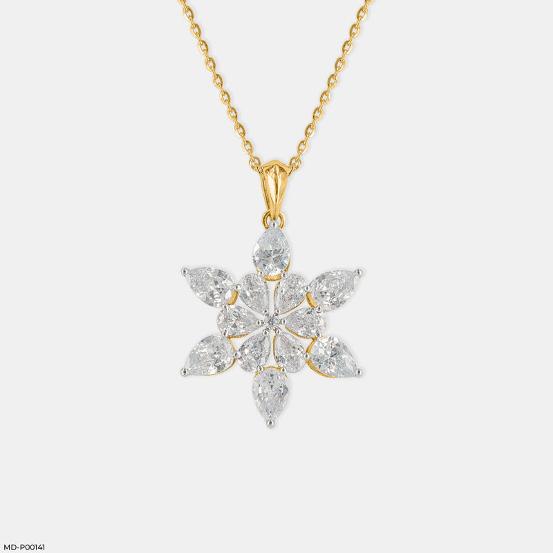 5.50 Carat Winter Bloom Pendants 14K Yellow Gold