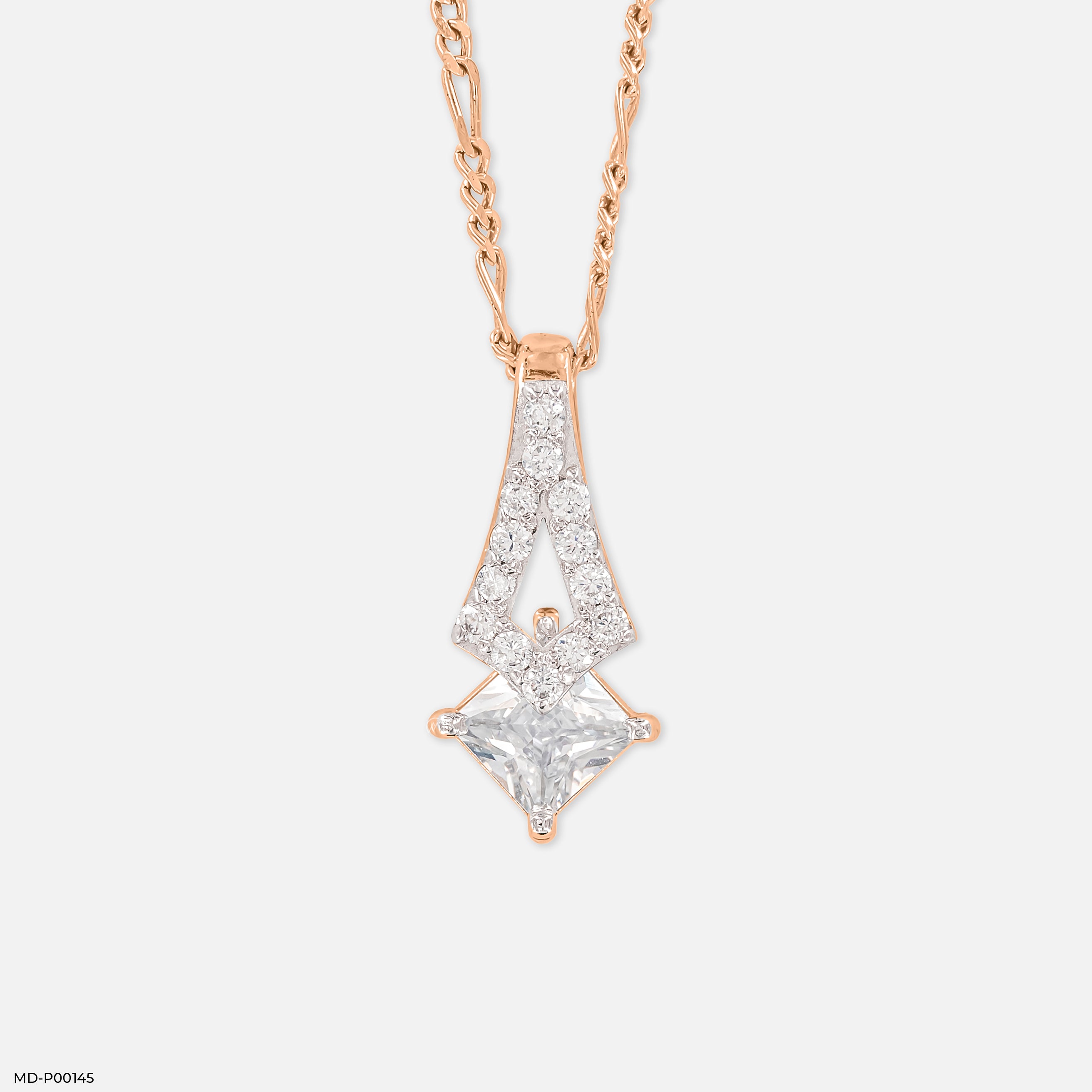 1 Carat Art Deco Flame Pendants 14K Rose Gold