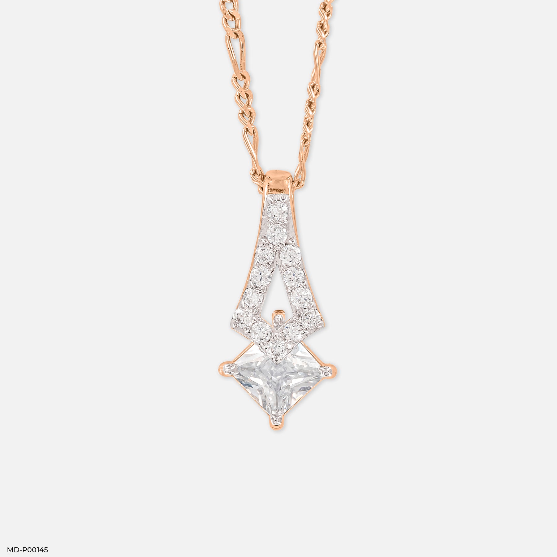 1 Carat Art Deco Flame Pendants 9K White Gold