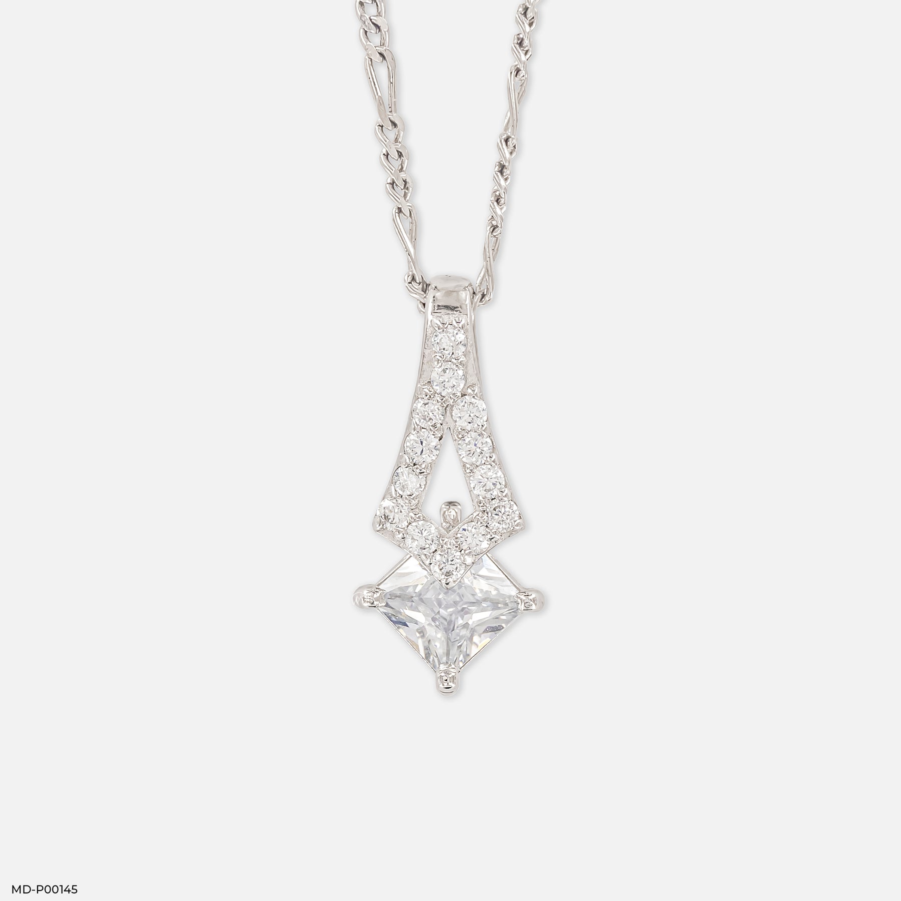 1 Carat Art Deco Flame Pendants 9K White Gold