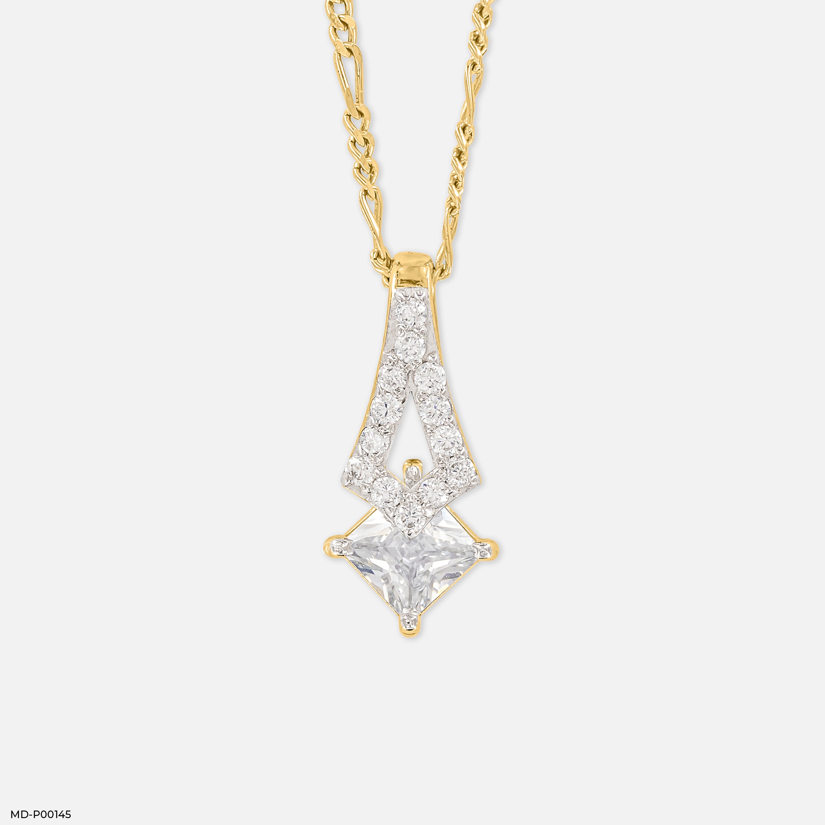 1 Carat Art Deco Flame Pendants 14K Yellow Gold