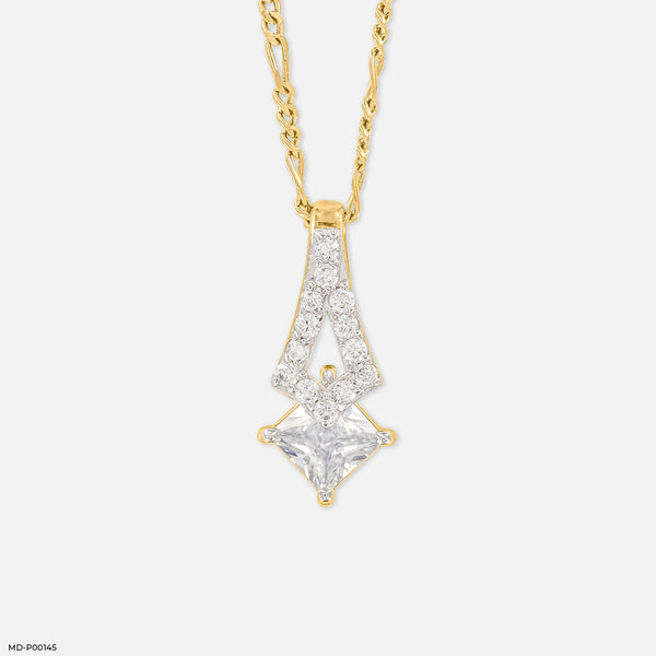 1 Carat Art Deco Flame Pendants 18K Yellow Gold