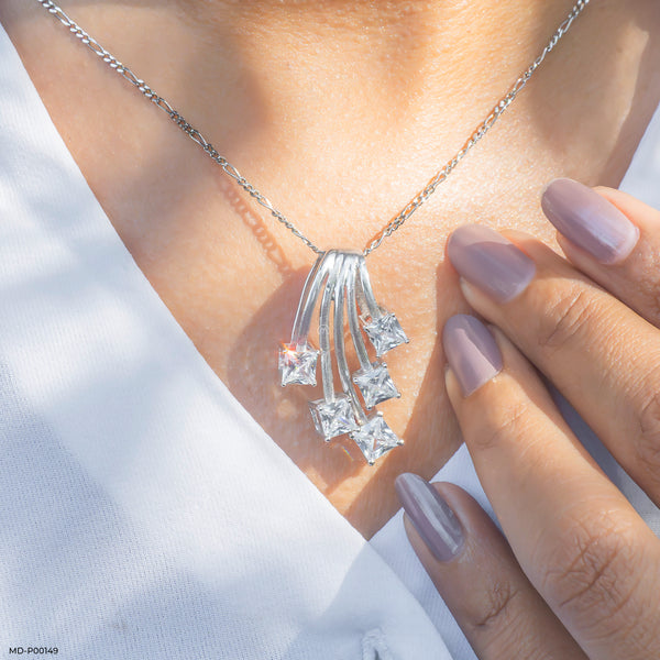 2.50 Carat Shooting Stars Pendants 14K White Gold