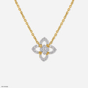 0.30 Carat Four-Petal Diamond Necklace 14K Yellow Gold