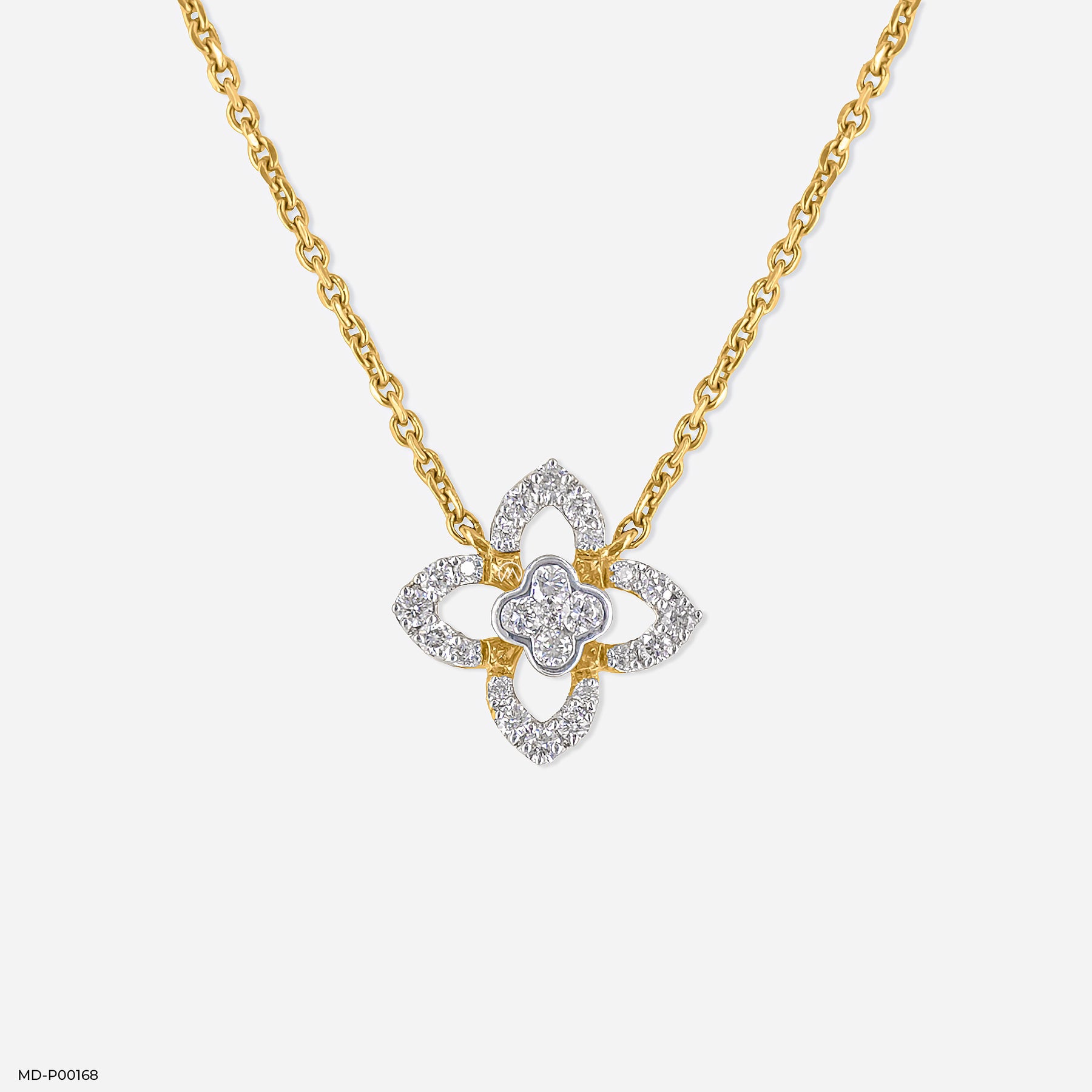 0.30 Carat Four-Petal Diamond Pendant 14K Yellow Gold