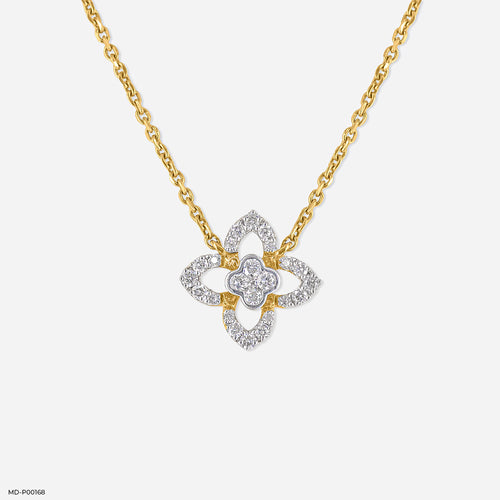 The Four-Petal Diamond Pendant 14K Yellow Gold