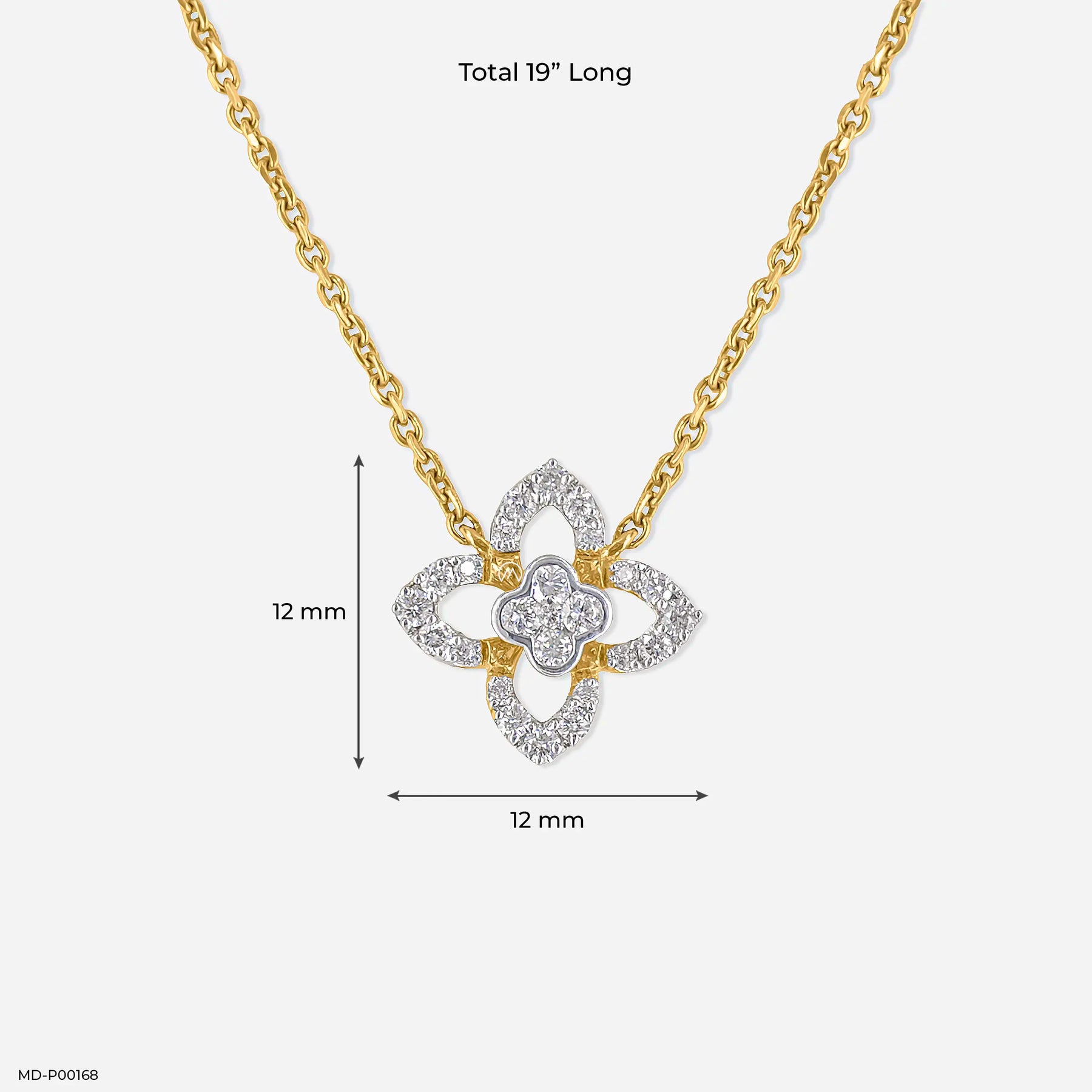 0.30 Carat Four-Petal Diamond Necklace 14K Yellow Gold