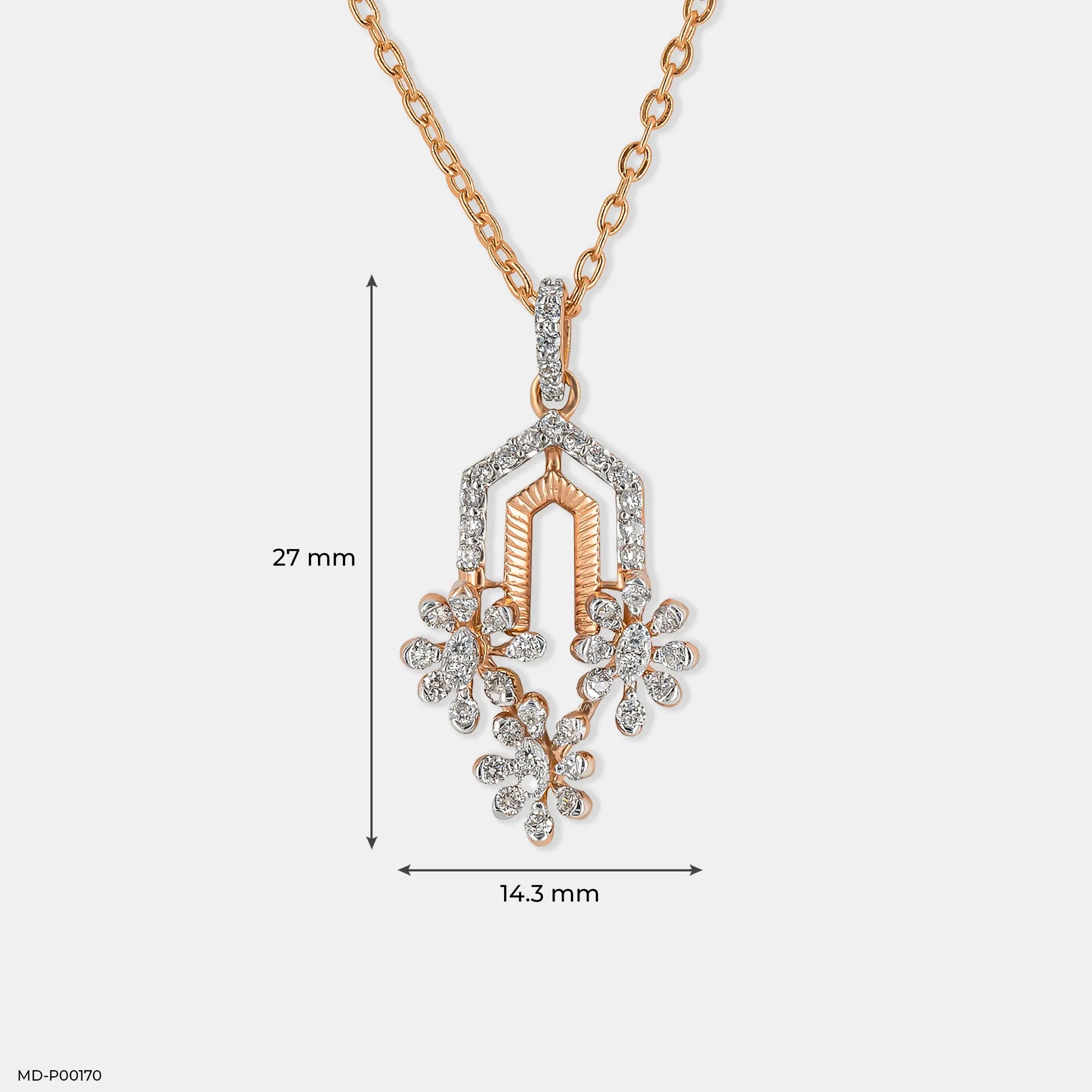 0.50 Carat Adorable Lab Diamond Pendant 14K Rose Gold