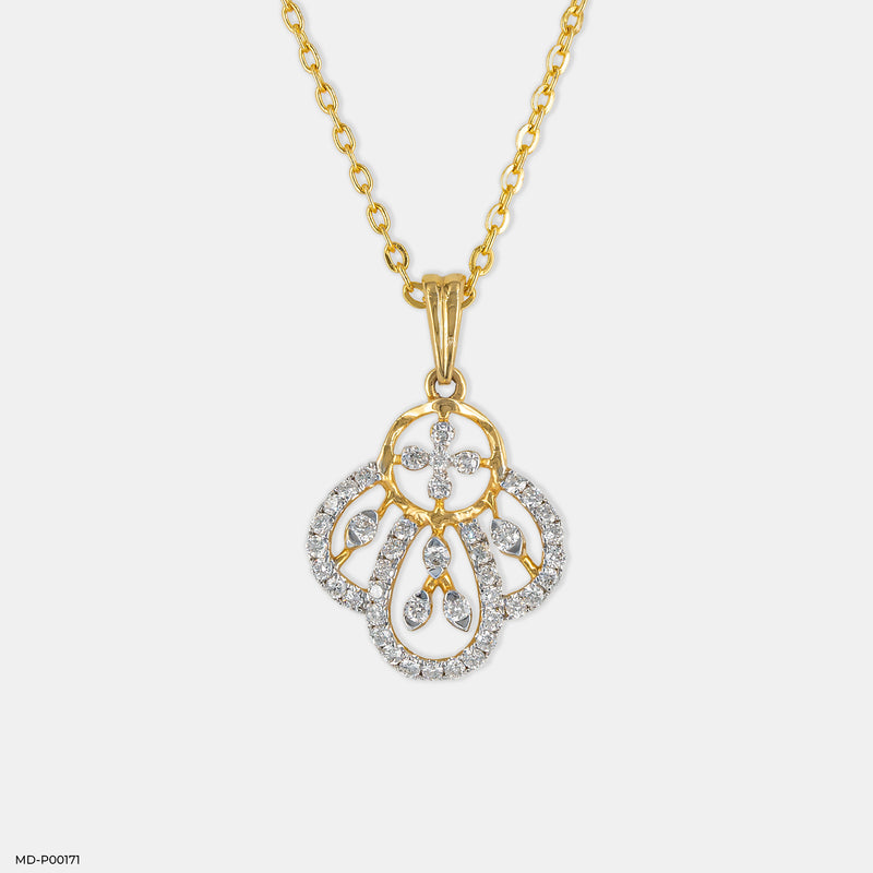 Floriferous Diamond Pendant 14K Yellow Gold