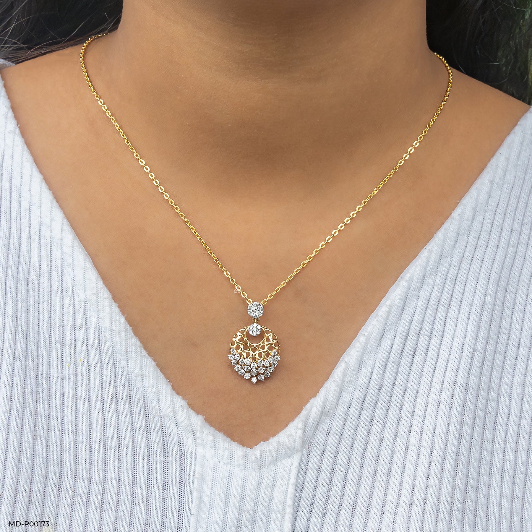 0.75 Carat Aroma Lab Diamond Pendant 14K Yellow Gold