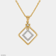 0.15 Carat Square Sparkle Diamond Pendant 14K Yellow Gold