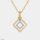 0.15 Carat Square Sparkle Diamond Pendant 14K Yellow Gold