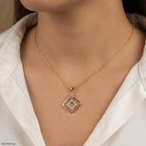 0.15 Carat Square Sparkle Diamond Pendant 14K Yellow Gold