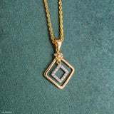 0.15 Carat Square Sparkle Diamond Pendant 14K Yellow Gold