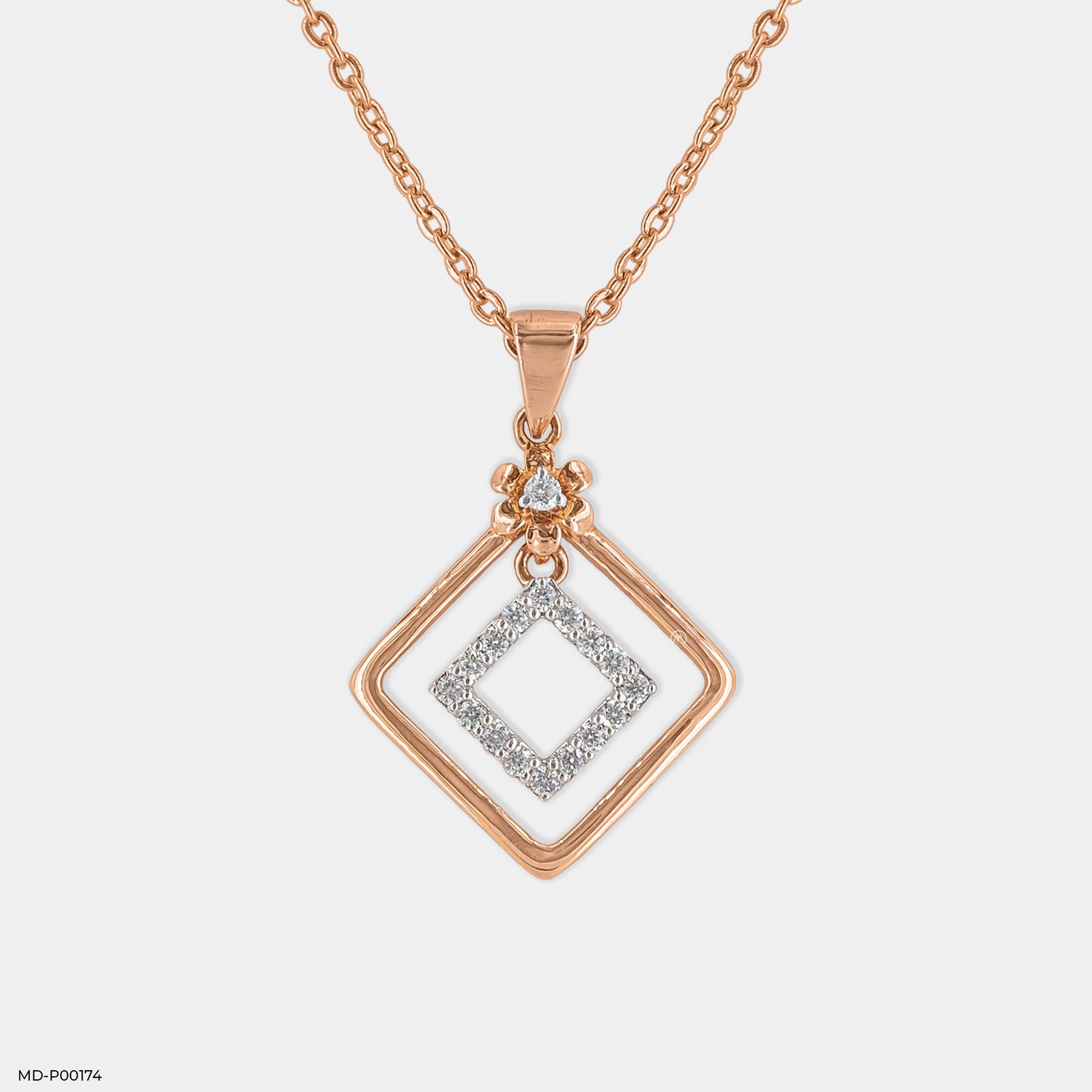 0.15 Carat Square Sparkle Diamond Pendant 14K Yellow Gold
