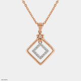 Square Sparkle Diamond Pendant 14K Rose Gold