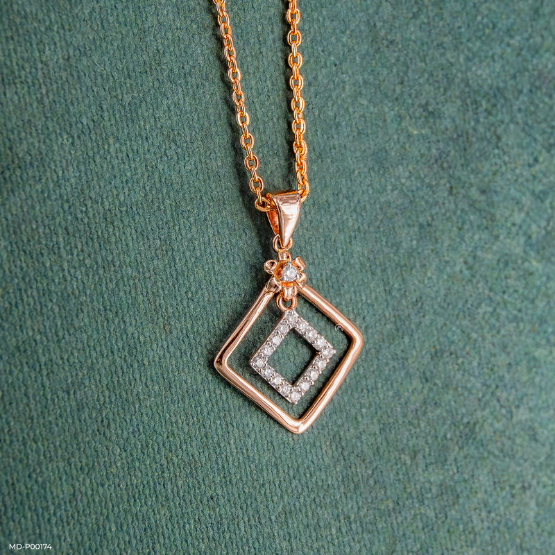 Square Sparkle Diamond Pendant 14K Rose Gold