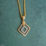 Square Sparkle Lab Diamond Pendant 14K Yellow Gold