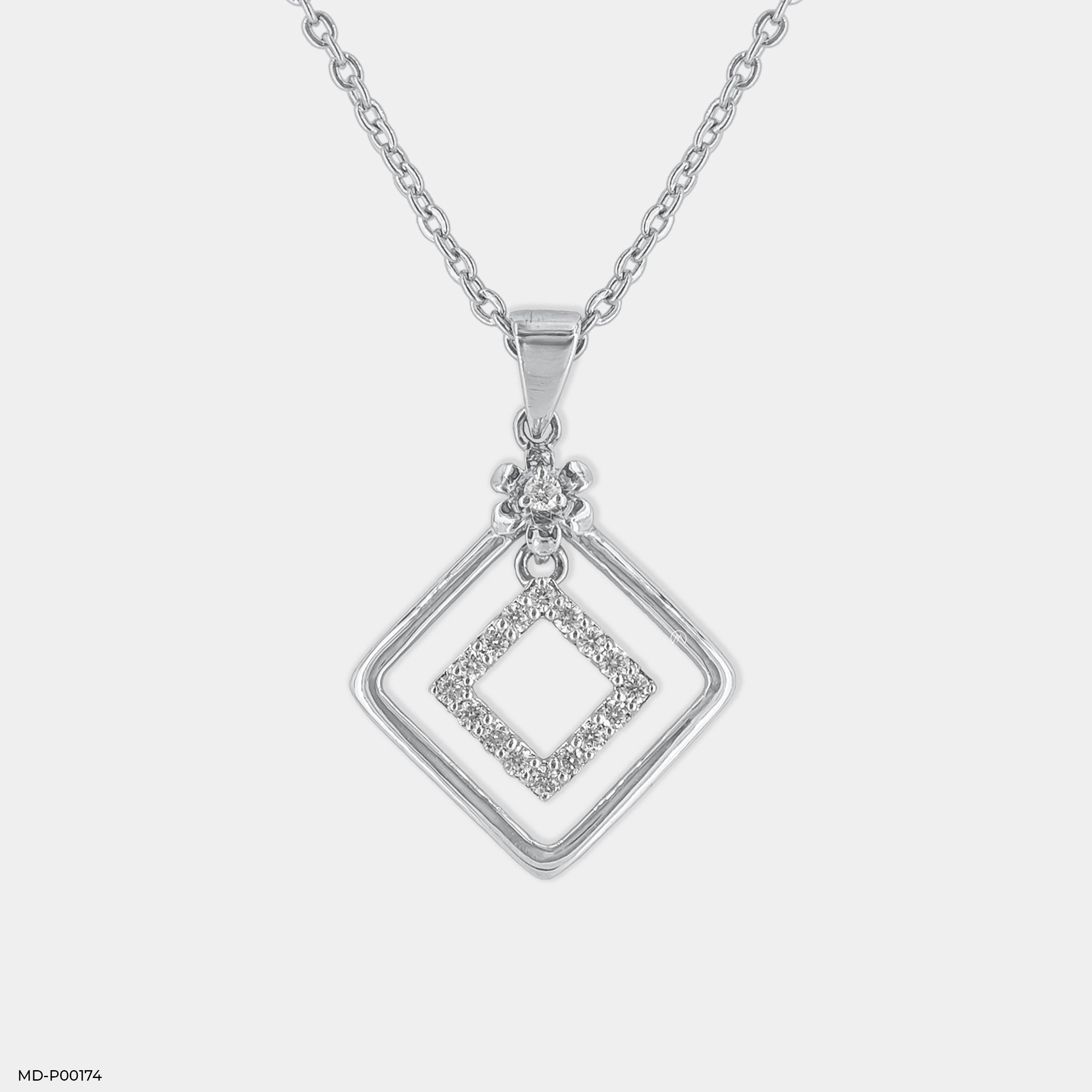0.15 Carat Square Sparkle Diamond Pendant 14K Yellow Gold