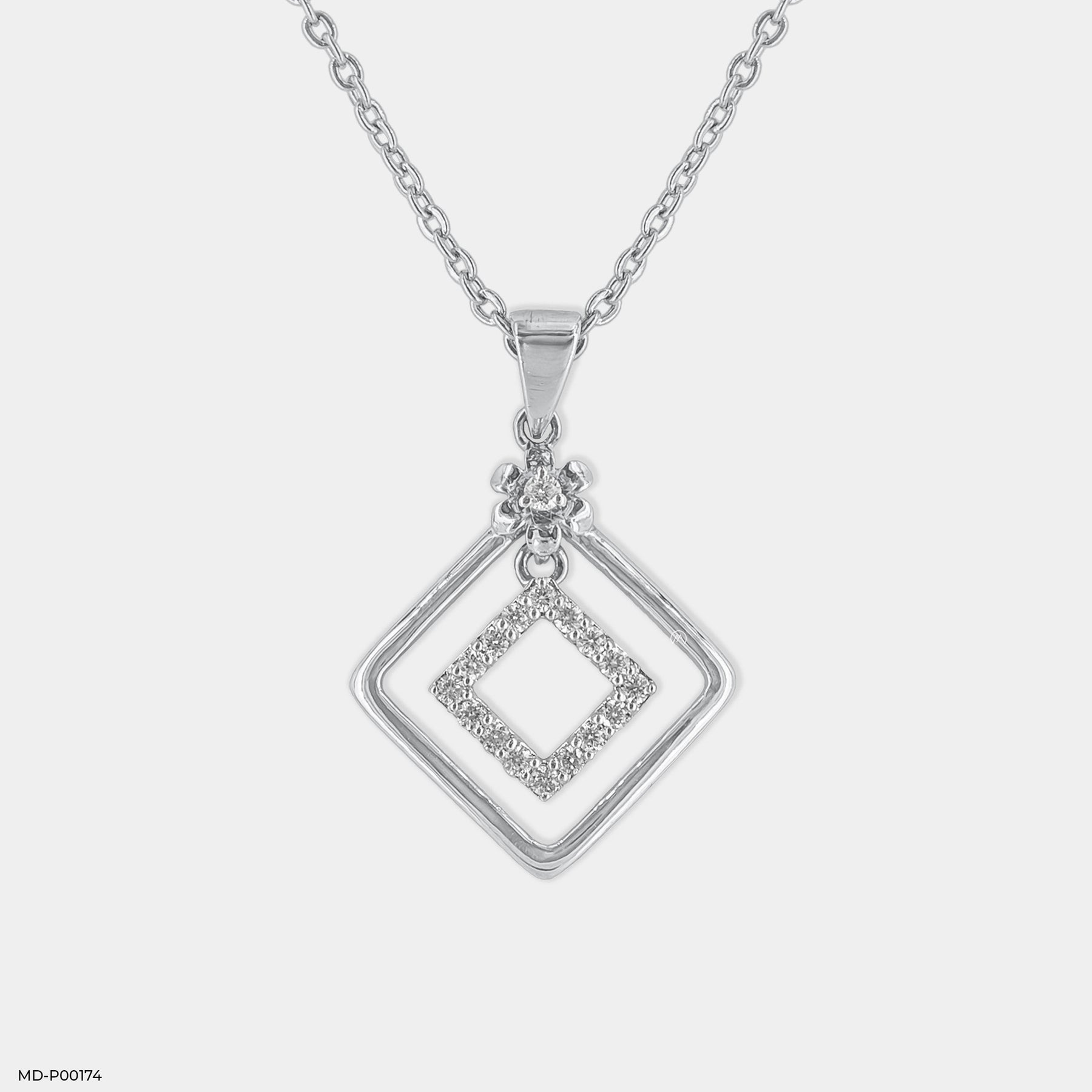 0.15 Carat Square Sparkle Diamond Pendant 14K Yellow Gold
