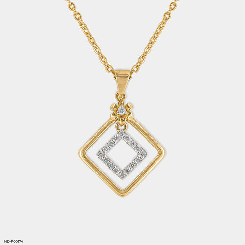 0.15 Carat Square Sparkle Lab Diamond Pendant 14K Yellow Gold